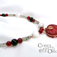 Coral Copper Wrapped Necklace - Thumbnail 1