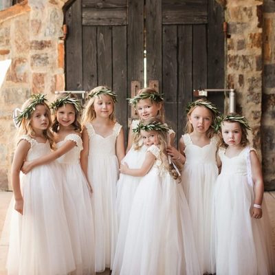 Pretty a-line sweetheart white tulle lace flower girl dresses