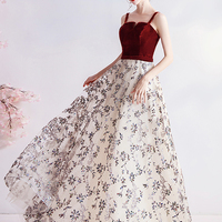 Shiny tulle sequins long prom dress evening dress - Thumbnail 3