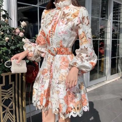 Beautiful lantern sleeve lace floral dress - Thumbnail 3