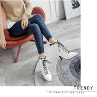 Lace Ruffles High Heels Ankle Boots - Thumbnail 3