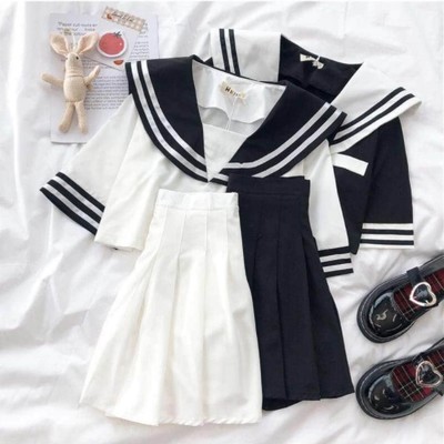Jk uniform summer 2 piece pleated skirt student suit