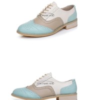 Stylish Genuine Leather Flat Oxford Shoes - Thumbnail 6