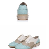 Stylish Genuine Leather Flat Oxford Shoes - Thumbnail 7