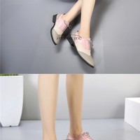 Stylish Genuine Leather Flat Oxford Shoes - Thumbnail 8