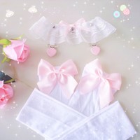 Pink Bow Thigh High Silk Stockings - Thumbnail 1