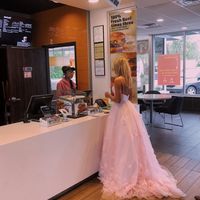 Elegant A-Line Scoop Neck Pink Tulle Long Prom Dress with Handmade Flowers - Thumbnail 1