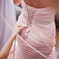 Pink Mermaid Wedding Dresses Bridal Gown with Rhinestones - Thumbnail 2