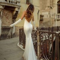 Sexy Mermaid One Shoulder Backless White Long Prom Evening Dresses - Thumbnail 1