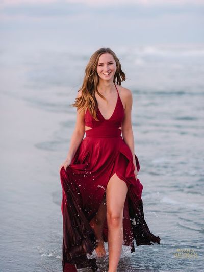 Dark Red Chiffon Long Beach Long Dress,Evening Party Dress