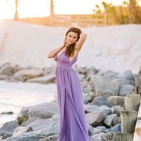 Simple A-Line V Neck Lilac Chiffon Long Prom Evening Dresses - Thumbnail 1