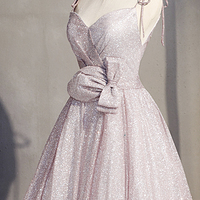 Shiny v neck sequins long prom dress A line evening dress - Thumbnail 2