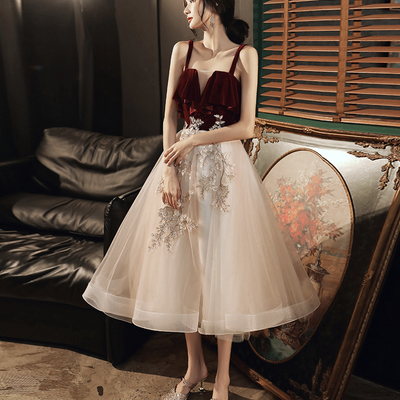 Cute lace short a line prom dress homecoming dress - Thumbnail 3