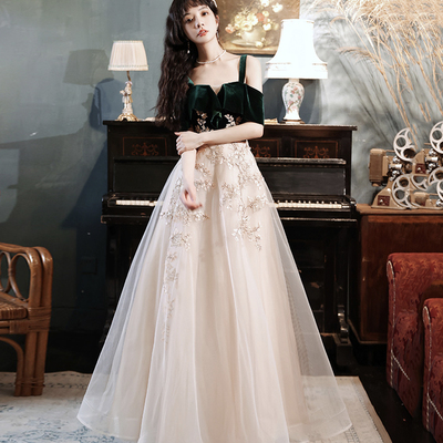 Elegant lace long a line prom dress evening dress - Thumbnail 4