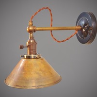 Industrial Wall Sconce - Brass Cone Shade - Thumbnail 1