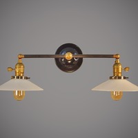 Industrial Double Sconce - Opal Glass Shade - Thumbnail 1
