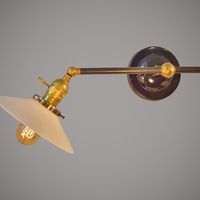 Industrial Double Sconce - Opal Glass Shade - Thumbnail 4