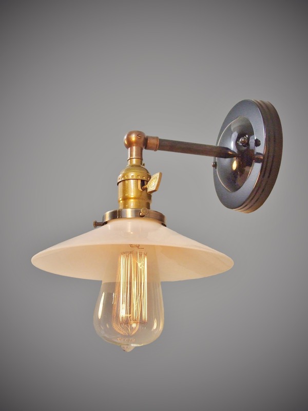 Industrial Swivel Sconce - Machine Age Lamp with Glass Shade