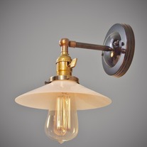 Industrial Swivel Sconce - Machine Age Lamp with Glass Shade