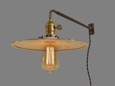 Vintage Industrial Style Wall Sconce with Flat Steel Shade