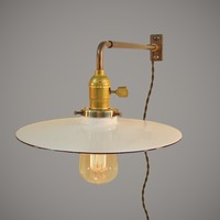 Vintage Industrial Style Wall Sconce with Flat Steel Shade - Thumbnail 1