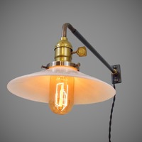 Milk Glass Industrial Wall Sconce - Thumbnail 1