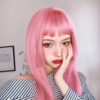 Pink Straight Long Wigs - Thumbnail 2
