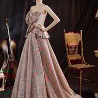 Shiny sequins long A line prom dress evening dress - Thumbnail 1