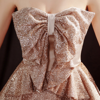 Shiny sequins long A line prom dress evening dress - Thumbnail 3