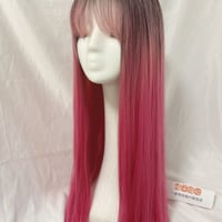 Gradient Red Straight Long Wigs - Thumbnail 3