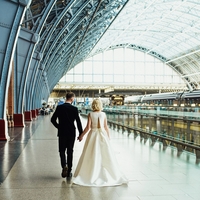 New Arrival Affordable Modest Bateau Neck Two Piece High Low Bridal Separates Wedding Dress - Thumbnail 1