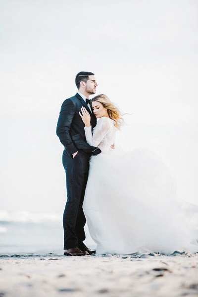 Two Piece Wedding Dress, Beach Wedding Dress,Bridal Separates Long Sleeve Top