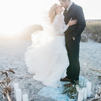 Two Piece Wedding Dress, Beach Wedding Dress,Bridal Separates Long Sleeve Top - Thumbnail 1