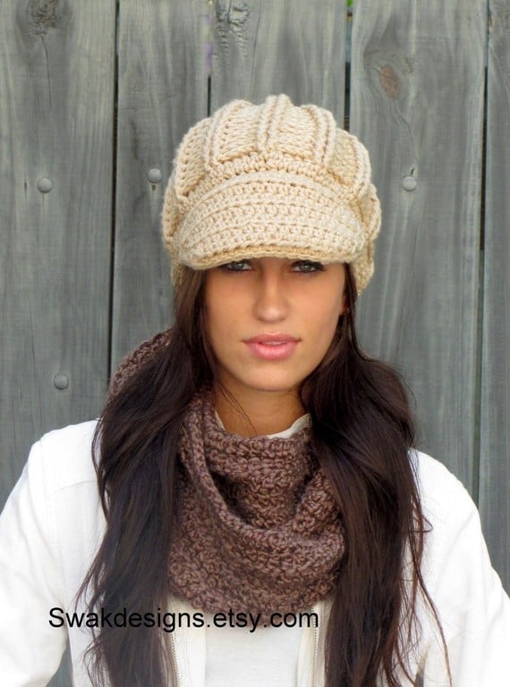 NewsBoy Hat Textured Post Women's Oversized Newsboy Hat 