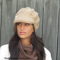 NewsBoy Hat Textured Post Women's Oversized Newsboy Hat  - Thumbnail 4