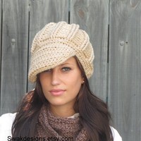 NewsBoy Hat Textured Post Women's Oversized Newsboy Hat  - Thumbnail 1