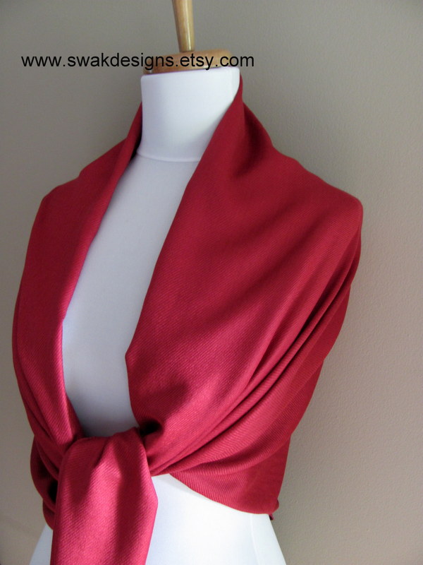 Crimson Red Pashmina Scarf, Wedding Scarf, Bridal Shawl - or CHOOSE Your Color