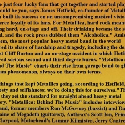 Metallica vh1 behind the music dvd