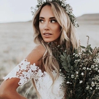 Stunning Country Lace Mermaid Off the Shoulder Wedding Dress Rustic Wedding - Thumbnail 2