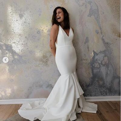 Summer beach wedding dresses gowns deep v neck country bridal wedding gowns handmade wedding wear，878