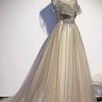 Stylish tulle long prom dress A line evening dress - Thumbnail 3