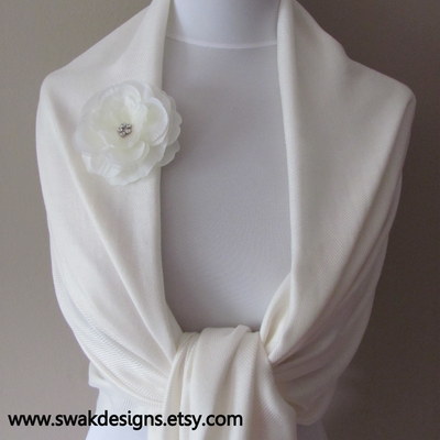 Ivory pashmina scarf, wedding shawl or choose your color