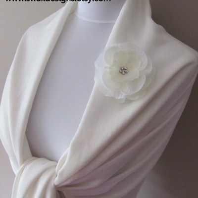 Ivory pashmina scarf, wedding shawl or choose your color