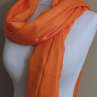 Orange Pashmina Scarf, Bridesmaid Shawl, Wedding Shawl - or CHOOSE Your Color - Thumbnail 1
