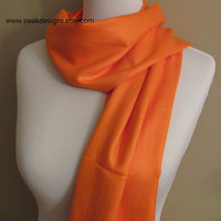 Orange Pashmina Scarf, Bridesmaid Shawl, Wedding Shawl - or CHOOSE Your Color - Thumbnail 2