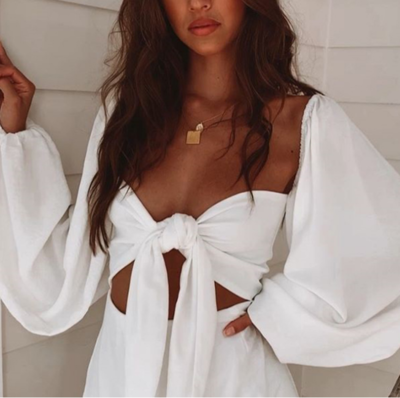 Bowknot Puff Sleeve Sexy Bra Tops