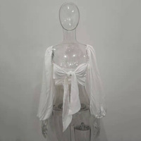 Bowknot Puff Sleeve Sexy Bra Tops - Thumbnail 4