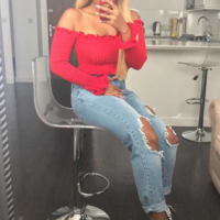 Long Sleeve One Word Collar Tube Top Women'S Top - Thumbnail 3