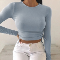 Round Neck Slim Long Sleeve Vest T-Shirt Top - Thumbnail 3