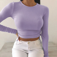 Round Neck Slim Long Sleeve Vest T-Shirt Top - Thumbnail 4